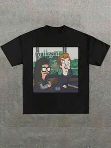 Camiseta estampada, camisetas de algodón con gráficos, talla grande, camiseta negra de parodia de 'King Of The Hill', camiseta casual de algodón puro de alta densidad con estampado digital, camiseta de algodón de 220g, regalo, verano, tops unisex de verano, camiseta adecuada. - Negro - Ver 8