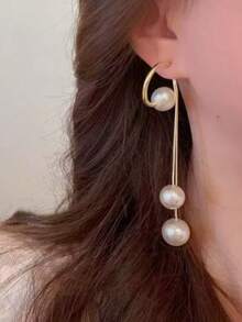 1 par de pendientes con borlas de perlas, adecuados para uso diario - Multicolor - Ver 1