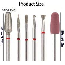 DeDryDS 6件組美甲鑽頭組，鑽石磨粒美甲锉，美甲磨頭，電動美甲工具，適用於去除壓克力和凝膠美甲，居家與沙龍使用 - 彩色 - 查看 4