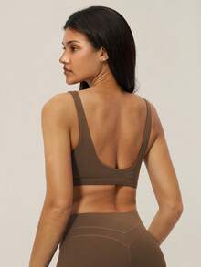 TimeOff 1 chiếc áo tank top thể thao thường ngày thoải mái cổ chữ V hở lưng dành cho nữ - màu nâu - Xem 3