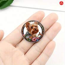 2D Flat - This 2D Flat Vintage Yorkshire Terrier Brooch Features A Unique Apparel Badge And Creative Lapel Flower, Perfect For Backpacks, Clothing, And Collars. - A - View 4