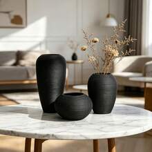 Vaso De Cerâmica Ornamental De Arte Criativa Moderna Nórdica Para Decoração De Sala De Estar Em Casa, Disposição De Flores, Exibição Em Armário Da Tv - Preto - Visão 4