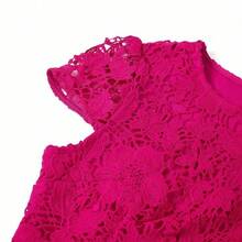 Women's Lace & Ditsy Floral Asymmetrical Hem Romantic Short Sleeve Dress Summer Dresses For Women  Dresses For Women Summer Summer Dresses For Women Summer Outfits For Women  Vacation Dress  Summer Vacation Outfits Women Going Out Outfits - Morado - Ver 11