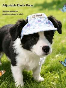 1pc Fashionable Cat Sun Hat, Pet Hat With Cute Print, New Style Face-Flattering Sun Protection Headwear For Cats - Multicolor - View 4
