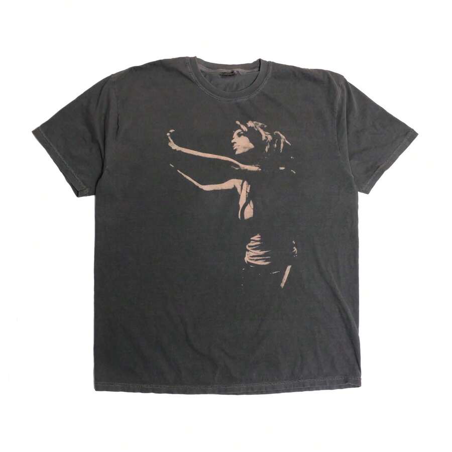 Amy Back To Black Tee Ultra Faded Pop Rock Rehab 23 Club Halloween Costume Tour Gift Singer Band Shirt Heavyweight Cotto - 黑色 - 查看 1