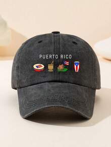 Women's Puerto Rico Style Graphic Print Baseball Cap, Vintage Washed Distressed Baseball Hat, Adjustable Outdoor Sun Protection Cap, Casual Hat For All Seasons, Truck Driver Cap, Youth Cap, Beach Hat, Soft And Comfortable (Multiple Color Options) Suitable For Daily Use And Sports,Holiday,Travel - Puerto Rico Style 2 - View 11