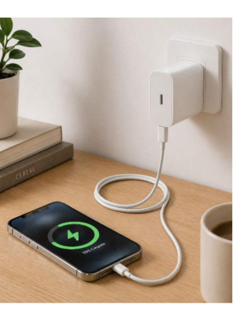 Cargador 20w Usb-c Power Adapter Usb-c To Lightning Cable - Blanco - Ver 1