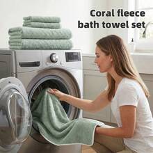 This 8-Piece Towel And Bath Towel Set Includes 2 Bath Towels, 2 Hand Towels, And 4 Face Towels. Made Of Coral Fleece, These Towels Are Super Soft, Comfortable, And Highly Absorbent – Essential For Home And Travel. - Hot Pink - View 6