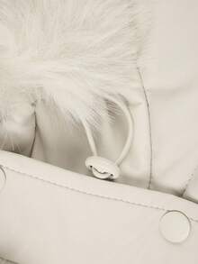 Risissida Women's Autumn/Winter Thickened Down Jacket With Fleece Hood, Plus Size Warm Coat - Ice White - View 5