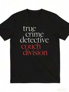 1 pieza de camiseta inspirada en dramas de crímenes reales - Estampado de texto de escena del crimen (Detective/Departamento) - Ropa de Navidad para mujer, Camiseta de Navidad, Ropa de Año Nuevo para mujer. |   Camiseta de cuello redondo holgada |   Camiseta cómoda de otoño/invierno, diseñada para verdaderos fans de dramas de crímenes. |   Camisetas con temática de series de televisión, suaves y transpirables, conjuntos de vacaciones para mujer, 210g, 100% algodón, los diseños están completamente impresos. Unisexo. - Negro - Ver 1
