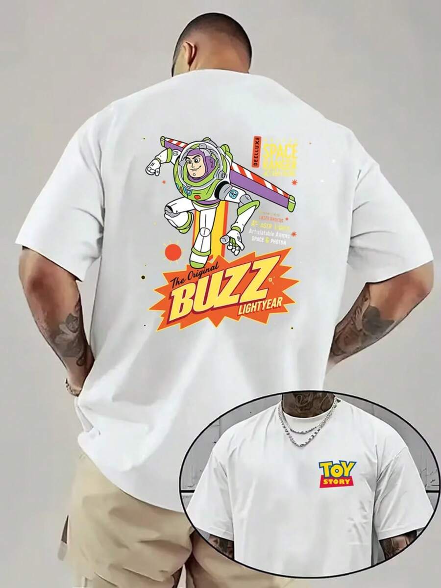 1 Disney Men's T-Shirt, Short-Sleeved T-Shirt With Toy Story Pattern For Men, T-Shirt With Round Neck For Leisure And Comfort, Breathable And Light, Suitable For Sports And Leisure Wear, T-Shirt For Spring And Summer, Suitable For Gifts, Suitable For Travel And Party Wear. - trắng - Xem 1