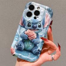 Disney Stitch Phone Case, Official Disney Lilo & Stitch Character Design, Romantic Stitch With Pink Rose In Bubble Protective Cover. Compatible With IPhone 17, 16, 15, 14, 13, 12, 11 Pro Series, Featuring Plush-Style Stitch Holding A Pink Rose Inside A Transparent Bubble Against A Dreamy Water Background, Perfect For Disney Fans And Stitch Lovers To Showcase Their Favorite Character, Ideal For Birthdays, Holidays, Anniversaries, Graduation Gifts, Or Any Special Occasion To Surprise Family, Friends, Classmates, And Loved Ones. - 白色 - 查看 4