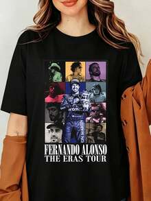 FERNANDO ALONSO F1 Racing Graphic T-Shirt, The Erass Tours Aston Martinss Styles Photo Print, Spanish Formulas 1 Driver Tee, F1 Racing Legend Graphic Alpine Fan Gift Clothing Style - Black - View 1
