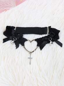 1 chiếc vòng cổ choker bằng da PU phong cách punk, phụ kiện thời trang đường phố dành cho nữ. - màu đen - Xem 6