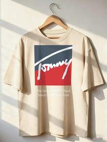 amiseta de Manga Corta con Estilo Vintage Americano y Texto "The Original Mark",Camiseta de manga corta de moda para primavera y verano de 2026, hecha en México, 180 gramos. Estampado de dibujos animados, modelo de pareja, apta para uso interior o exterior. Cuello redondo, unisex, ideal para oficina y ocio. Paquete de una pieza. - APR-P631577SLNDXZGY390 - Ver 1