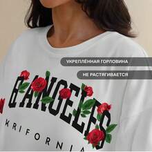 Camiseta Casual Holgada de Verano 2024 para Mujer, de Manga Corta, con Estampado de Letras y Cuello Redondo - Blanco - Ver 5