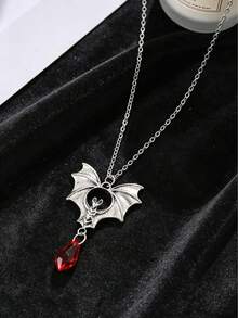 1 Peça Colar Vintage Estilo Gótico com Pingente de Morcego, Tema Escuro, Morcego Vampiro com Gota Vermelha Colar Gargantilha Ajustável, Acessórios de Joias Estilo Punk Perfeito para Uso Diário de Homens e Mulheres, Presentes para Festa de Halloween - Multicolorido - Visão 4