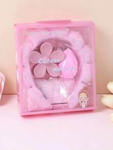 Set de 5 piezas de diadema y muñequera de esponja para spa de niñas, conjunto de diadema de toalla para lavarse la cara, diadema de esponja para spa para remoción de maquillaje, mascarilla facial, cuidado de la piel, recuerdos de fiesta y uso diario, incluye muñequera y broche de pelo con flor grande en caja de regalo - Multicolor - Ver 15