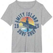 Jaws Amity Island Surf Shop 1975 Retro Logo T-Shirt - 黑色 - 查看 6