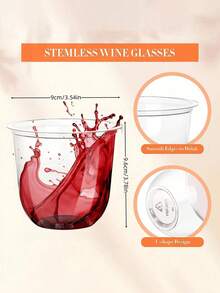 Bộ 30/20/10 ly rượu vang nhựa không chân dùng một lần, dung tích 350ml, ly trong suốt kiểu cổ điển, thích hợp cho các cuộc họp, đám cưới, sinh nhật, tiệc Giáng sinh và các sự kiện khác. - nhiều màu - Xem 3