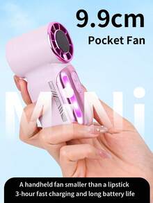 Qixinke Mini Pocket Handfläkt 1–199 justerbara vindhastigheter, med LED-digital display och 7-färgsbelysning: gradient- och fasta färglägen valbara, 3600mAh inbyggt batteri, utrustad med bärbar nyckelrem, perfekt som barnpresent, för utomhusresor och makeupanvändning - A - Visa 8