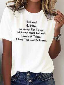 Camiseta Blancurara Mujer - Estampado de Texto "V￭nculo Matrimonial" Esposa y Marido, Regalo Perfecto en Conjunto con Camisetas a Juego Para Ella/￉l, Cuello Redondo Casual Mense Amor Inquebrble, Lavable A M£quina Ropa Equipo Esponsos, Camiseta Divertidara Mujer, Camisetas para Mujer, Camisetas Divertidas para Mujeres, Camiseta Estamp para Mujer, Camisetas para Mujer, Camisetas Divertidas para Mujeres, Tops, Tops para Mujeres, Camisetas Gr£ficas para Mujer, - Blanco - Ver 2