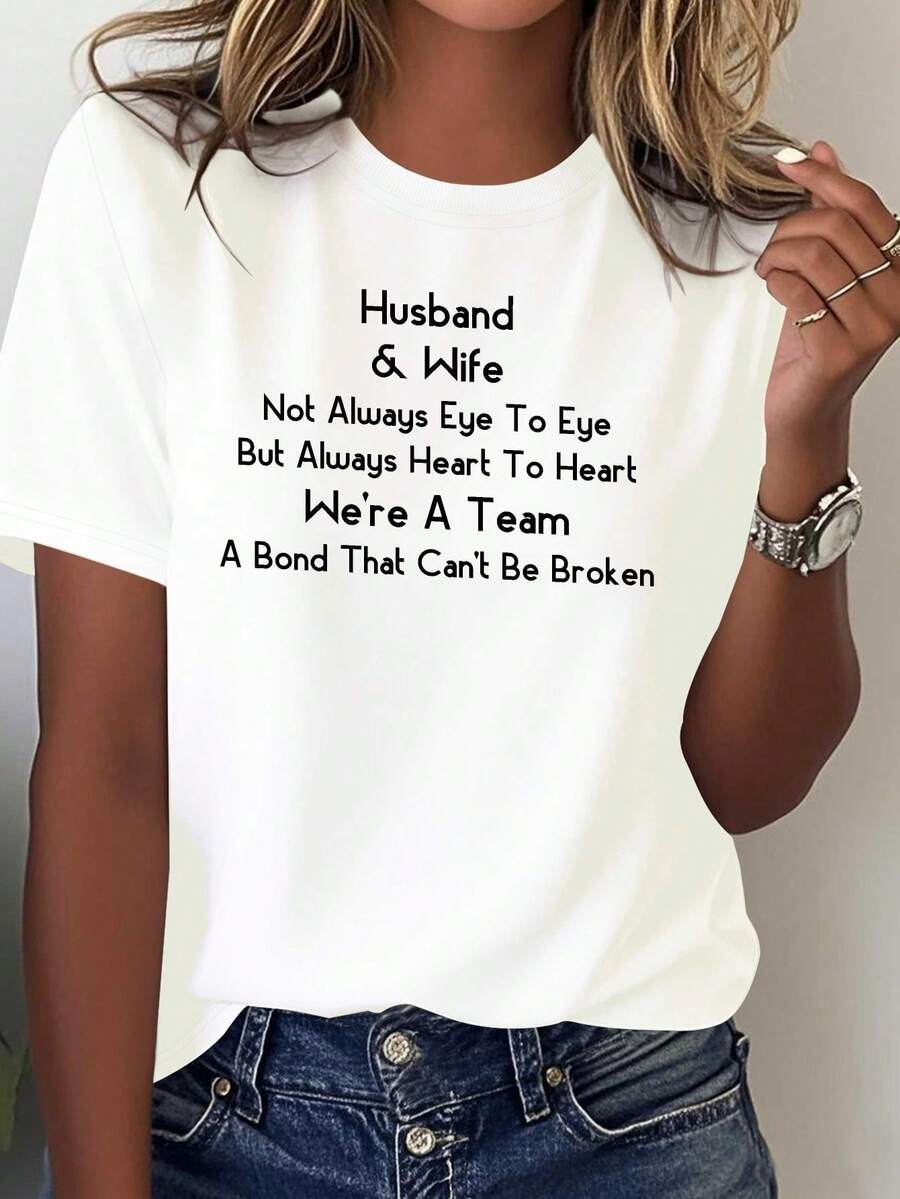 Camiseta Blancurara Mujer - Estampado de Texto "V￭nculo Matrimonial" Esposa y Marido, Regalo Perfecto en Conjunto con Camisetas a Juego Para Ella/￉l, Cuello Redondo Casual Mense Amor Inquebrble, Lavable A M£quina Ropa Equipo Esponsos, Camiseta Divertidara Mujer, Camisetas para Mujer, Camisetas Divertidas para Mujeres, Camiseta Estamp para Mujer, Camisetas para Mujer, Camisetas Divertidas para Mujeres, Tops, Tops para Mujeres, Camisetas Gr£ficas para Mujer,