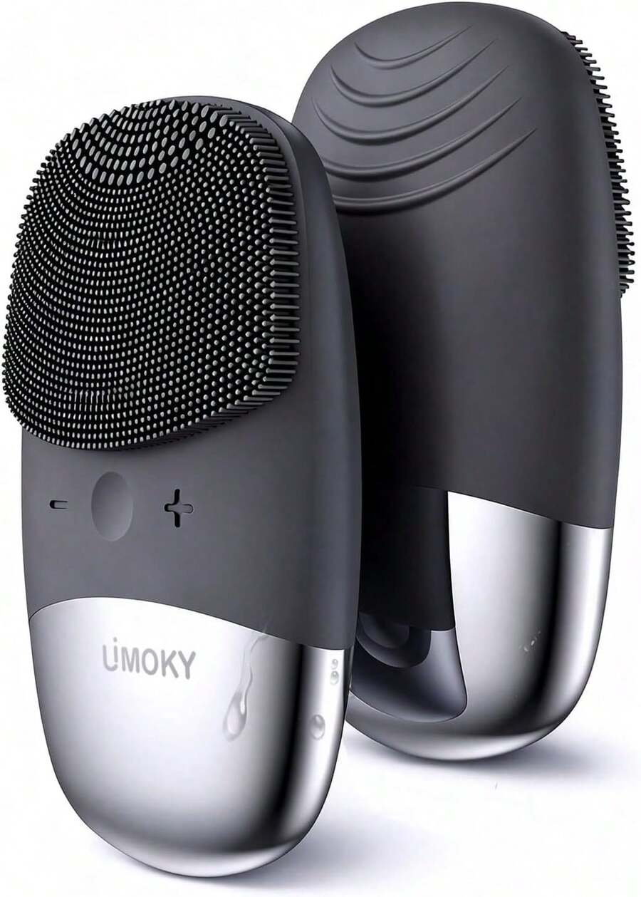 Cepillo de limpieza facial, Exfoliante facial eléctrico de silicona 3 en 1, Masajeador vibrador, IPX7 resistente al agua, Cepillo de poros recargable por USB para limpieza profunda, eliminación de puntos negros, exfoliación (Gris) - ColorB - Ver 1