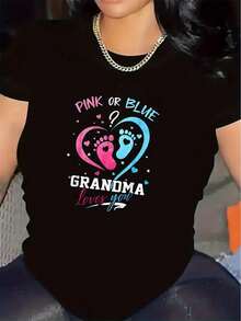 Camiseta de Manga Corta Para Abuela |     Diseño de Huellas Rosadas o Azules, Ideal Para Reuniones Familiares, Duradera Y Cómoda, Regalo Perfecto Para Sala de Estar O Uso Al Aire Libre, Tejido Suave, Camiseta Elegante Y Ligera, Cuello Redondo, Elasticidad Media - [Blanco] - Ver 6
