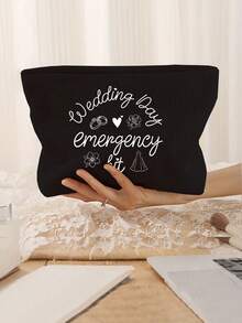 1pc Bridal Makeup Bag, Travel Toiletry Bag, Bridal Party Gift, Gift For Bride, Bridesmaid And Best Friend, Beach Travel Essential - Multicolor - View 10