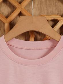 Nueva Camiseta Casual de Verano con Estampado de Profesor, Cuello Redondo y Manga Corta - Estilo Vintage Urbano, Unisex, de Algodón Suelto - Rosa 2 - Ver 4