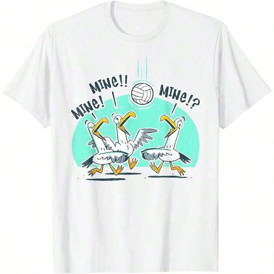 1 camiseta divertida con diseño de pájaro jugando voleibol, cómoda para usar en casa, para uso diario, para fiestas, estilo unisex, tallas S - XXXXL, blanca, 180g, 100% algodón, los diseños están impresos. Unisexo. - Blanco 8 - Ver 1
