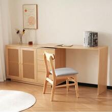L-Shaped Corner Desk, Computer Desk With Rattan Doors, Dressing Table, White 126 Cm - Natural Color - View 3