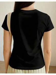 1 pcsCamia mujer cuello redondo manga corta estampado sencillo " CALIFORNIA 1991 " blusas playeras gráficas mujer print180g 100% Cotton,The patterns are all printed. Unisexo. - Negro - Ver 8