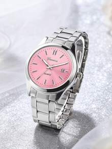 Alloy Strap Calendar Men's Watch, Single Watch Without Box, Suitable For Sports, Business, Casual Wear, Successful Individuals - Silver - View 3