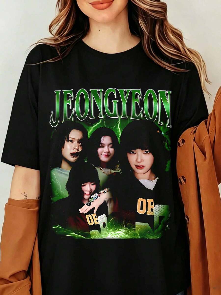 Twice Jeongyeon Grafik T-Shirt, Twice This Is For World Tour, Twice Konzert T-Shirt, Twice Merch, Twice Member Shirt, TWICE 10. Jubiläum - Schwarz - Übersicht 1