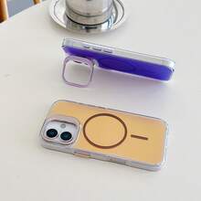 Ốp lưng điện thoại đeo cổ tay sạc không dây từ tính hiệu ứng laser gradient sang trọng, dành cho iPhone 17/16/15/14/13/12 Pro Max Plus, có giá đỡ ống kính và mặt lưng mềm mại, tương thích với các model S26/25/24/23/22/A123456789987654321 - trắng - Xem 5