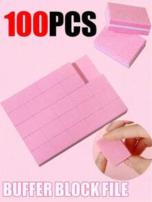 100pcs Nail Buffing Block Set, 100/180 Grit Mini Square Nail Buffers Sponge Double-Sided Nail Files, Portable, Suitable For Manicure And Acrylic Nail Repair - Multicolor - View 2