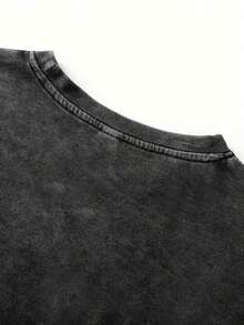 hombres y mujeres100% algodónCamiseta 100% Algodón avable Talla Grande, Camiseta Oversize avable con Estampado de encería de Encaje Estilo Urbano Chic.Camisetas de manga corta con cuello red - Negro - Ver 5