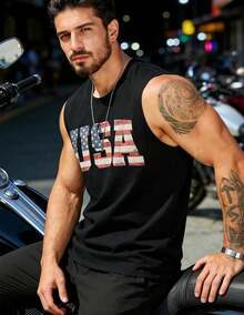 Mens 4th Of July Tank Top 1776 American Flag Patriotic Shirts Workout Muscle Sleevelees Tops - 預設 - 查看 5