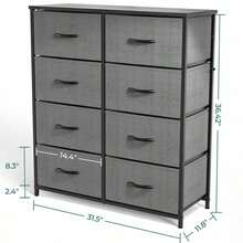 Sweetcrispy Tall Dresser With 8 Fabric Drawers Organizer Units, Chest Of Drawers For Bedroom With Wooden Top - trắng - Xem 3