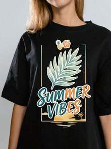 Adult Children Universal Football Basketball Black Fashion Tee, Men's Summer Clothing, Men's Summer Shirt, Father's Day Gift, Mother's Day Gift, Girls' Clothes, Girl's T-Shirt, Mother-Daughter Outfit, Summer Vibes Shirt, Tropical Beach T-Shirt, Aesthetic Summer T-Shirt, Palm Leaf Graphic T-Shirt, Holiday Shirt, Sunny Beach Outfit, Unisex T-Shirt Versatile Sports Style Black Top Featuring Football And Basketball Elements, Exquisite Stitching, Great For Outdoor Activities And Family Outings. Summer T-Shirt, Summer Clothing, Top For 10-Year-Old Girls, Beach Costumes For Girls, Children's Clothes, Summer Tops, Gifts For Men, Men's Gift, Boyfriend's Gift, Mother's Day Gift, Father's Day Gift, Gift For Kids, Friends And Family. - Black - View 1