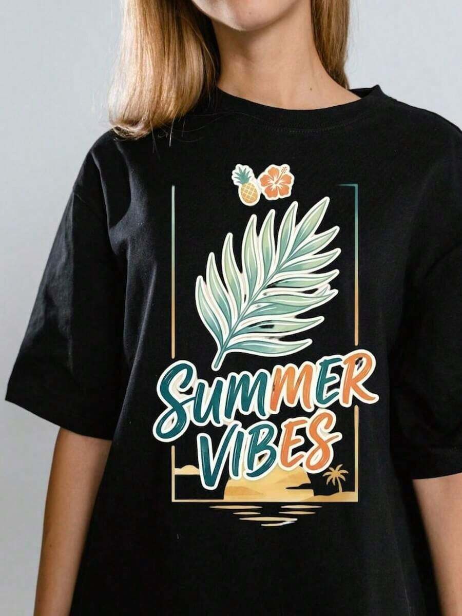 Adult Children Universal Football Basketball Black Fashion Tee, Men's Summer Clothing, Men's Summer Shirt, Father's Day Gift, Mother's Day Gift, Girls' Clothes, Girl's T-Shirt, Mother-Daughter Outfit, Summer Vibes Shirt, Tropical Beach T-Shirt, Aesthetic Summer T-Shirt, Palm Leaf Graphic T-Shirt, Holiday Shirt, Sunny Beach Outfit, Unisex T-Shirt Versatile Sports Style Black Top Featuring Football And Basketball Elements, Exquisite Stitching, Great For Outdoor Activities And Family Outings. Summer T-Shirt, Summer Clothing, Top For 10-Year-Old Girls, Beach Costumes For Girls, Children's Clothes, Summer Tops, Gifts For Men, Men's Gift, Boyfriend's Gift, Mother's Day Gift, Father's Day Gift, Gift For Kids, Friends And Family. - Black - View 1