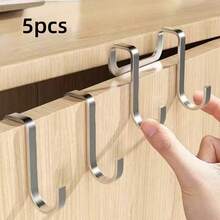 5 móc treo hình chữ S bằng thép không gỉ, không cần khoan, chịu lực cao, đa năng dùng để treo đồ trong tủ/cửa. - treo lên - Xem 11