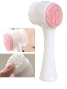 1 Soft Cleansing Brush, Ultra-Fine Fiber Bristles+Silicone Brush Head, Double-Sided Use. Facial/Body Massage Cleaning Brush - Deeply Cleanses Pores, Removes Dirt, And Creates Smooth Skin; Facial Pore Cleaning Brush - Portable, - Multicolor - View 7