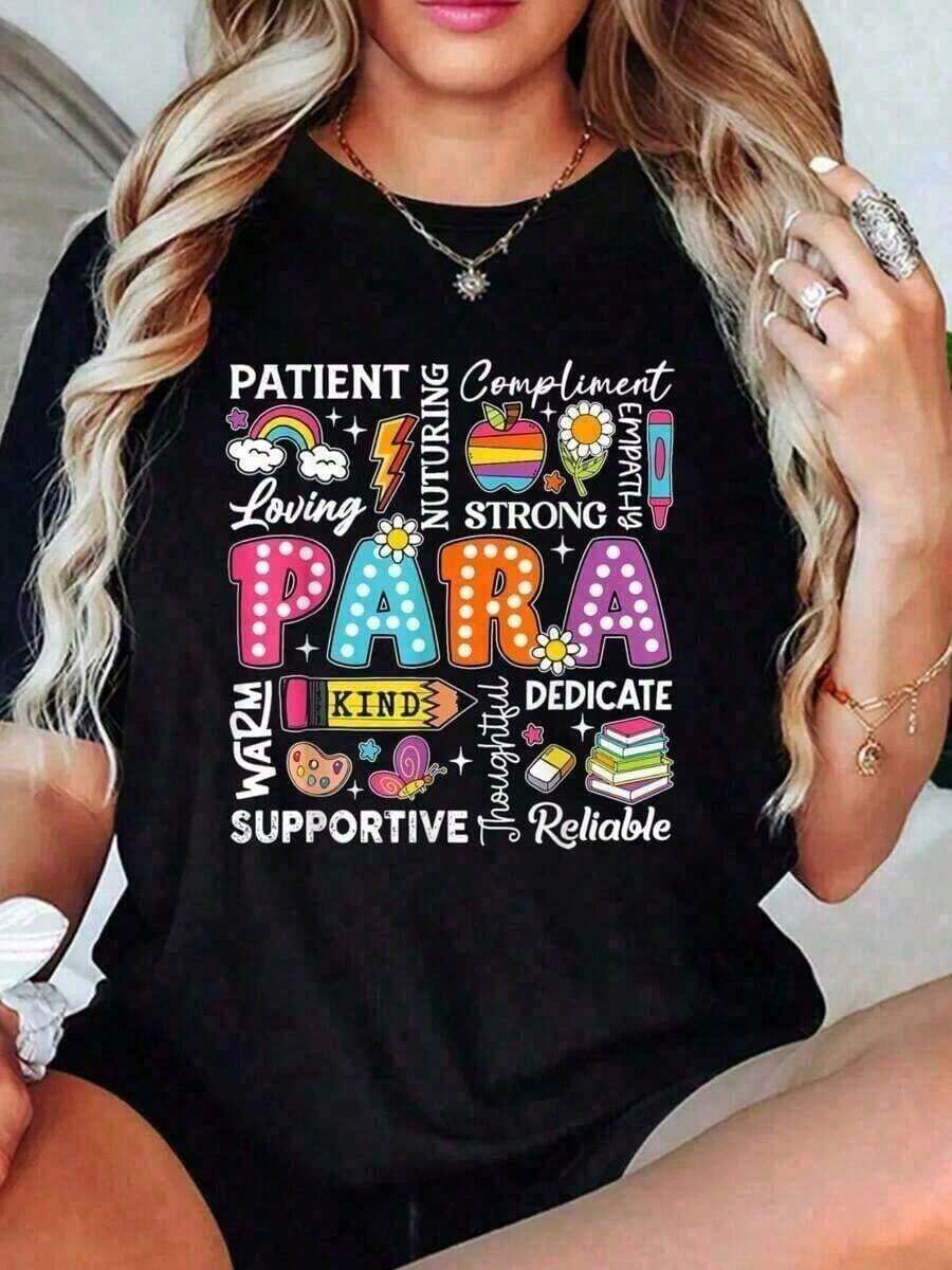 Camisetas Casuales de Manga Corta y Cuello Redondo para Mujer, 100% Algodón, Ligeras, Transpirables y Cómodas - Negro - Ver 1