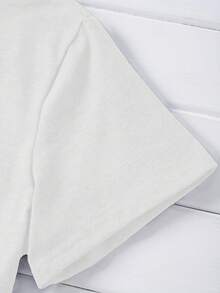 Camiseta de Cuello Redondo con Estampado de Letras Simple Estilo Europeo y Americano para Mujer, Marca Darlin - Blanco - Ver 3