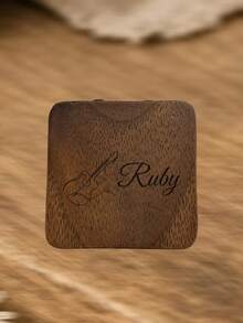 1pc Customized Carved Black Walnut Guitar Pick Case, Personalized Wooden Guitar Pick Storage Box, Laser Engraved, Ideal Gift For Guitarists And Musicians, Suitable For Birthday, Anniversary, Christmas - Black Walnut Wood Color - View 5