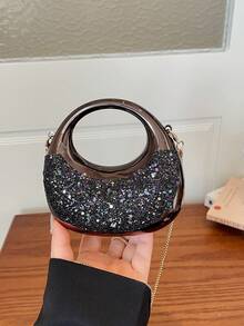 Nuevo mini bolso de mano de acrílico, cartera de moda, bolso de noche en forma de media luna personalizado con correa de cadena - Multicolor - Ver 4
