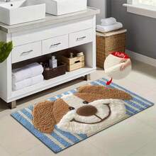 1 buah Karpet Kamar Mandi Mikrofiber Motif Anjing Garis Vertikal Biru dan Putih, Anti Selip dan Sangat Lembut, Keset, Alas Penyerap Air Kamar Mandi, Dapat Dicuci dengan Mesin, Berbulu Pendek, Lapisan Belakang TPR, Kain Rajut, Untuk Kamar Mandi, Kamar Tidur, Dapur, Lorong Masuk, Penggunaan Dalam & Luar Ruangan, Aksesoris & Dekorasi Kamar Mandi, Hadiah Rumah Baru yang Sempurna. - Blue and White - View 5